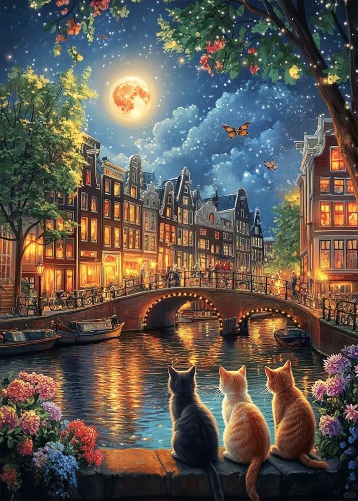 Gatos Bajo la Luna Luxury