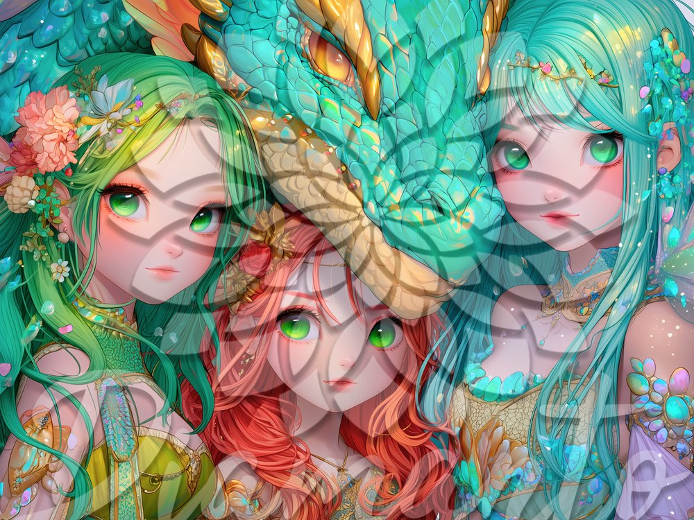 Cuidadoras de Dragones Luxury ©DIAMANTO PINTURA