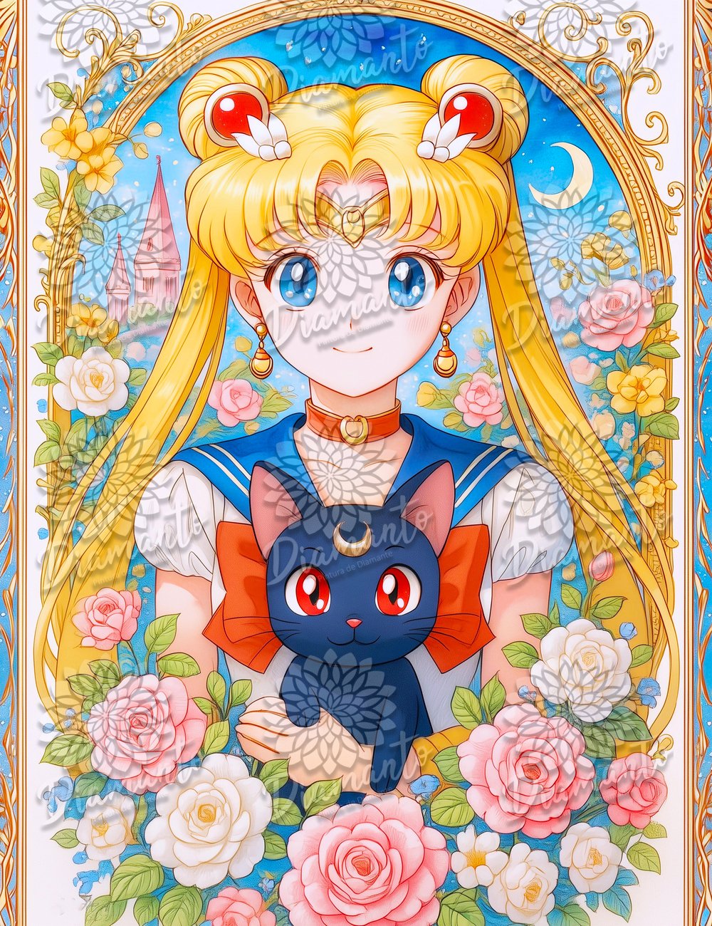 Sailor Moon y Luna Luxury ©DIAMANTO PINTURA